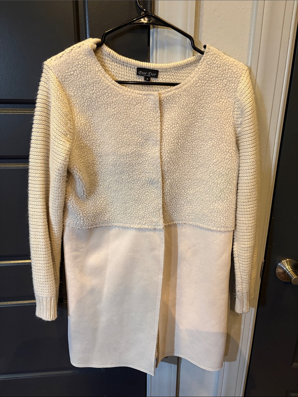 Dor Dor Cream Mixed-Texture Women's sweater
